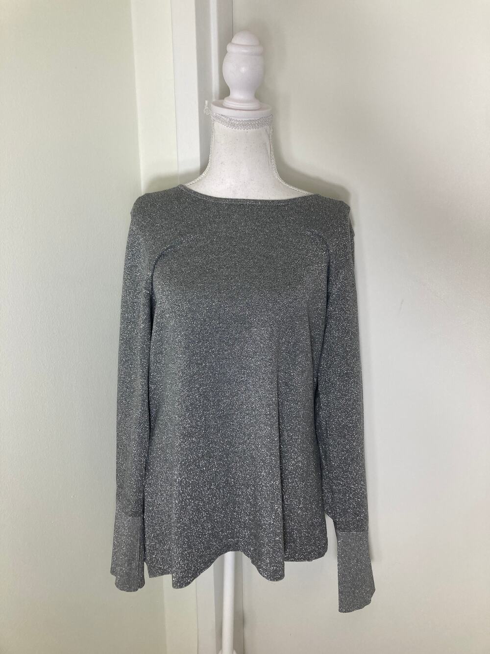 NWOT J'Envie NY Silver Long Sleeve Special Occasion Top Sz XL